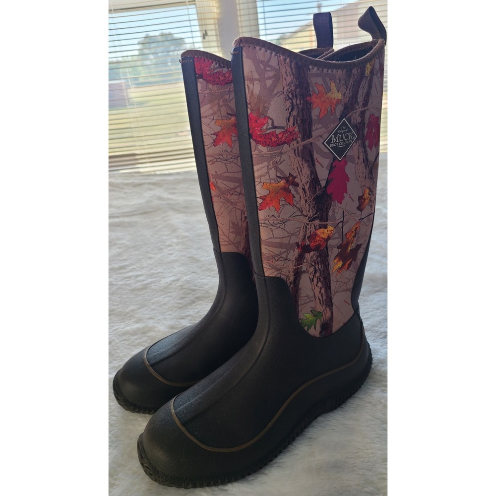 Muck Boot Womens 10 Hot Leaf Camo Print Tall Rain Boots Waterproof Rubber - Picture 2 of 6